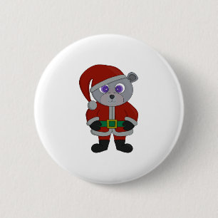 Christmas Santa Claus Bear 2 Inch Round Button