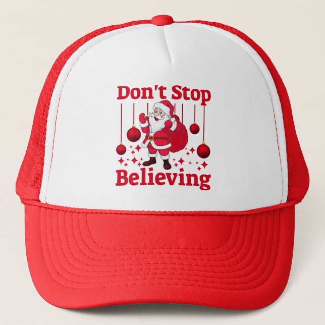 Christmas Santa Claus Believing Trucker Hat (Front)