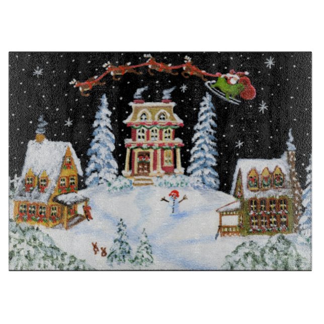 Christmas,Santa,Claus,cutting,board,reindeer Cutting Board (Front)