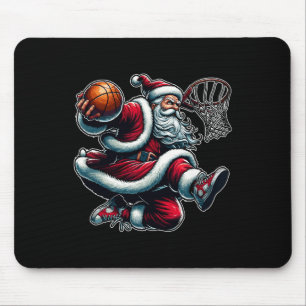 Christmas Santa Claus Dunking A Basketball Boys Ki Mouse Pad