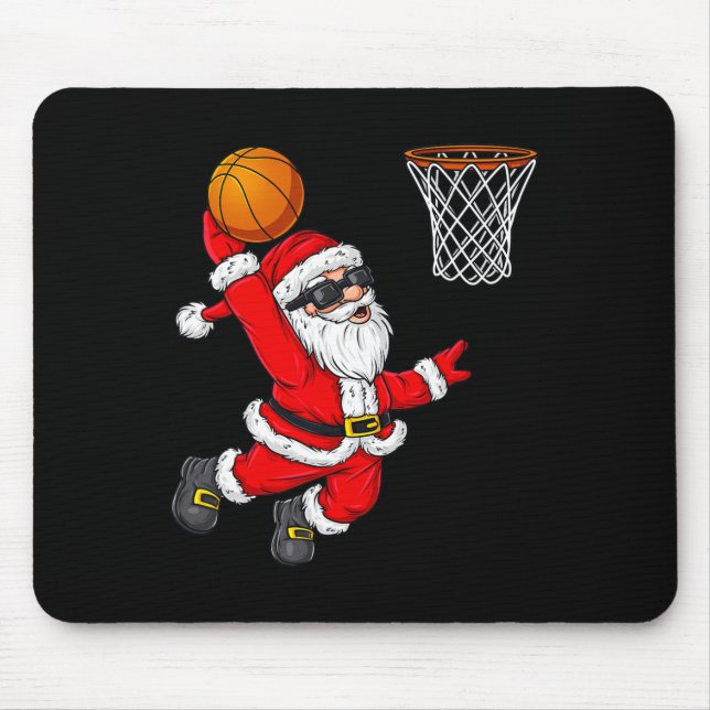 Christmas Santa Claus Dunking A Basketball Boys Ki Mouse Pad (Front)