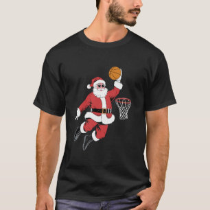 Christmas Santa Claus Dunking A Basketball Boys Ki T-Shirt