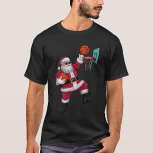 Christmas Santa Claus Dunking A Basketball Xmas T-Shirt