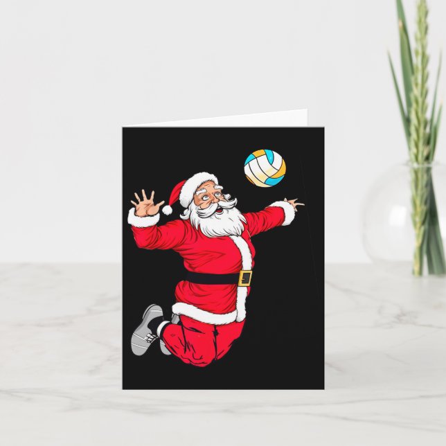 Christmas Santa Claus Dunking A Volleyball Funny X Card (Front)
