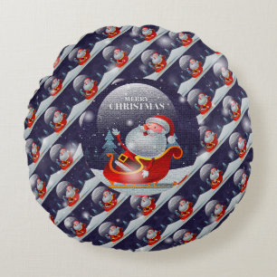 Christmas Santa Claus Elegant Gift Round Pillow