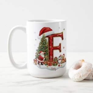 Christmas Santa Claus Elf Penguin Alphabet F Coffee Mug