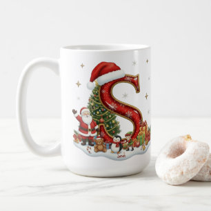Christmas Santa Claus Elf Penguin Alphabet S Coffee Mug