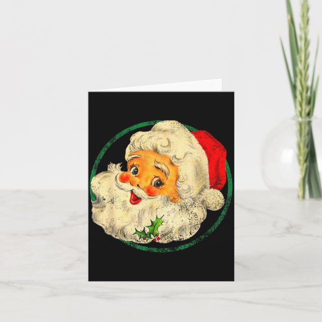 Christmas Santa Claus Face Old Fashioned Pajamas H Card (Front)