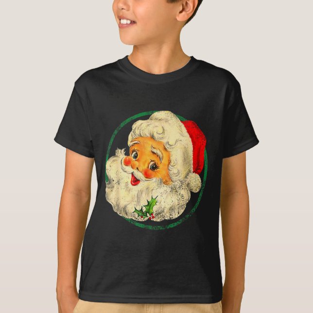 Christmas Santa Claus Face Old Fashioned Pajamas H T-Shirt (Front)