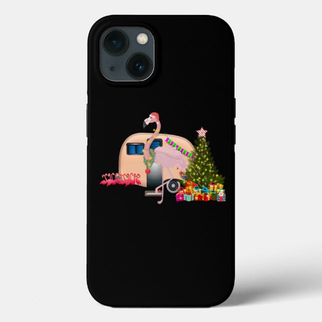 christmas santa claus flamingo - Pink Santa Case-Mate iPhone Case (Back)
