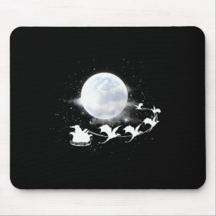 Christmas Santa Claus Flying Past The Moon Dragon Mouse Pad