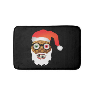 christmas santa claus funny Pineapple  Bath Mat
