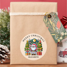 Christmas Santa Claus Gift Classic Round Sticker