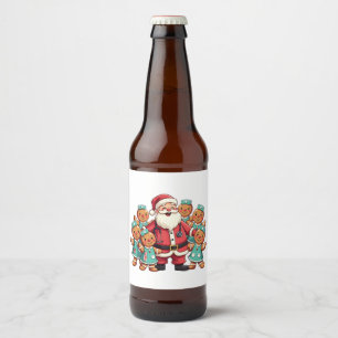 Christmas Santa Claus Gingerbread Nurses  Beer Bottle Label