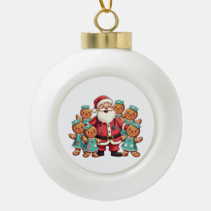 Christmas Santa Claus Gingerbread Nurses Ceramic Ball Christmas Ornament
