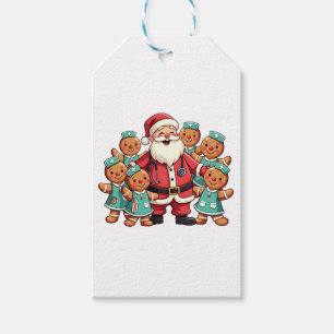 Christmas Santa Claus Gingerbread Nurses  Gift Tags