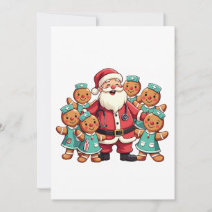 Christmas Santa Claus Gingerbread Nurses Invitation