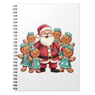 Christmas Santa Claus Gingerbread Nurses  Notebook