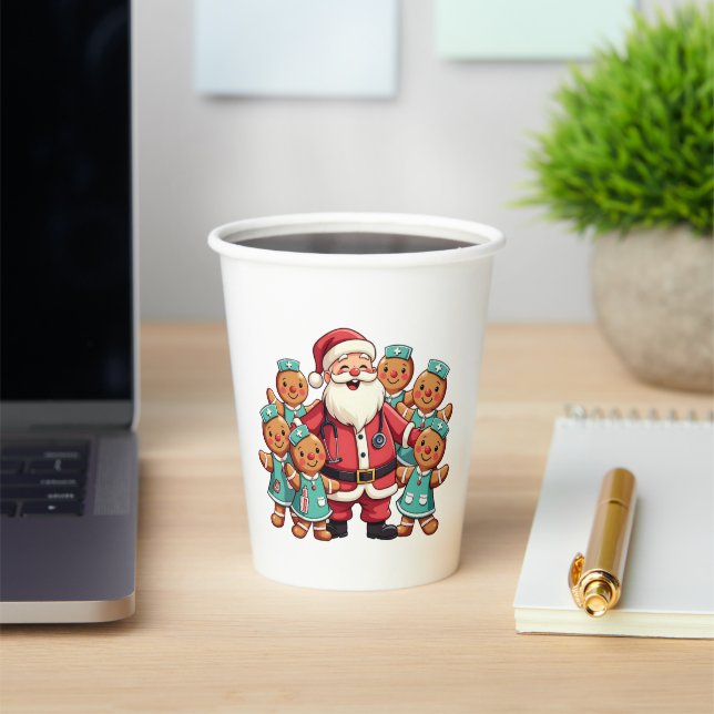 Christmas Santa Claus Gingerbread Nurses  Paper Cups (Insitu)