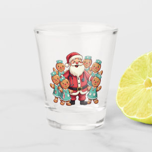 Christmas Santa Claus Gingerbread Nurses  Shot Glass