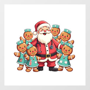 Christmas Santa Claus Gingerbread Nurses Window Cling