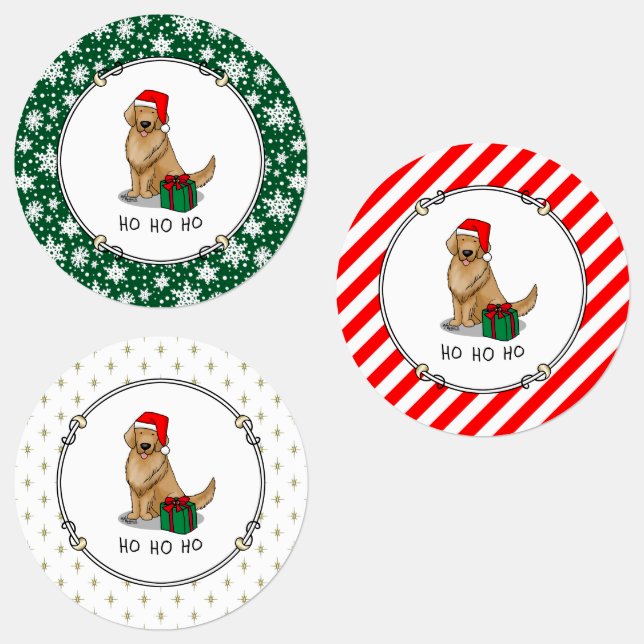 Christmas Santa Claus Golden Retriever Dog Cute (Group)