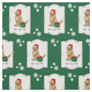 Christmas Santa Claus Golden Retriever Dog Cute Fabric