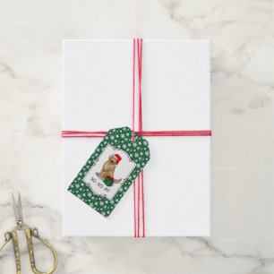 Christmas Santa Claus Golden Retriever Dog Cute Gift Tags