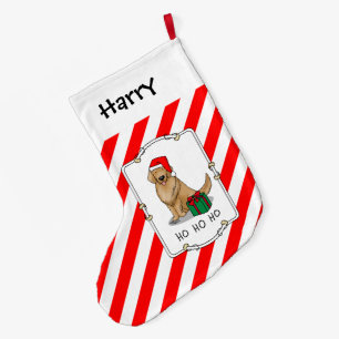 Christmas Santa Claus Golden Retriever Dog Cute Large Christmas Stocking