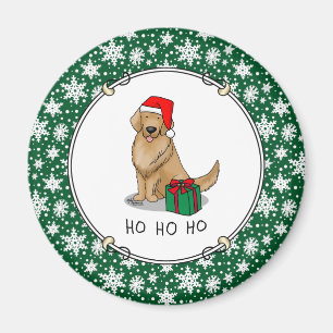 Christmas Santa Claus Golden Retriever Dog Cute Magnet