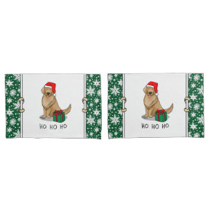 Christmas Santa Claus Golden Retriever Dog Cute Pillowcase