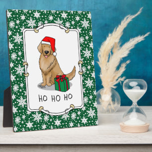 Christmas Santa Claus Golden Retriever Dog Cute Plaque