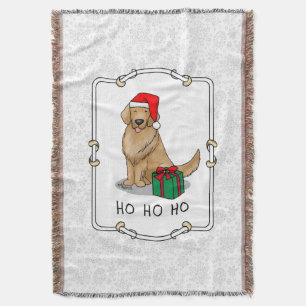 Christmas Santa Claus Golden Retriever Dog Cute Throw Blanket