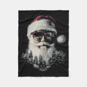 Christmas Santa Claus Graphic X-mas Sungles Holida Fleece Blanket