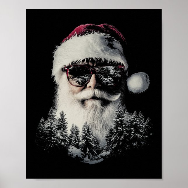 Christmas Santa Claus Graphic X-mas Sungles Holida Poster (Front)