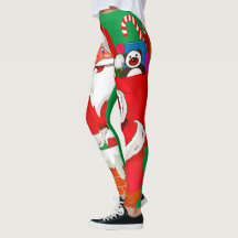 Christmas Santa Claus Green Leggings