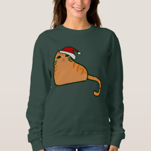 christmas santa claus hat orange tabby cat sweatshirt