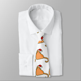 christmas santa claus hat orange tabby cat tie
