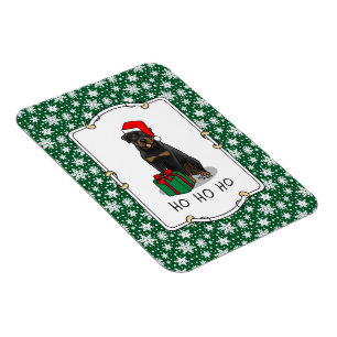 Christmas Santa Claus Hat Rottweiler Dog Cute Magnet