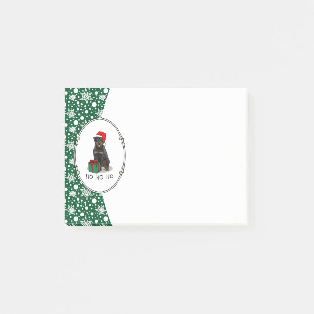 Christmas Santa Claus Hat Rottweiler Dog Cute Post-it Notes (Front)