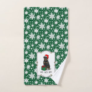 Christmas Santa Claus Hat Rottweiler Dog Funny Bath Towel Set