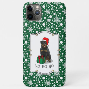 Christmas Santa Claus Hat Rottweiler Dog Funny iPhone 11 Pro Max Case