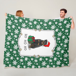 Christmas Santa Claus Hat Rottweiler Dog Funny Fleece Blanket