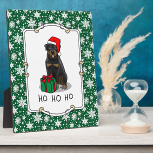 Christmas Santa Claus Hat Rottweiler Dog Funny Plaque