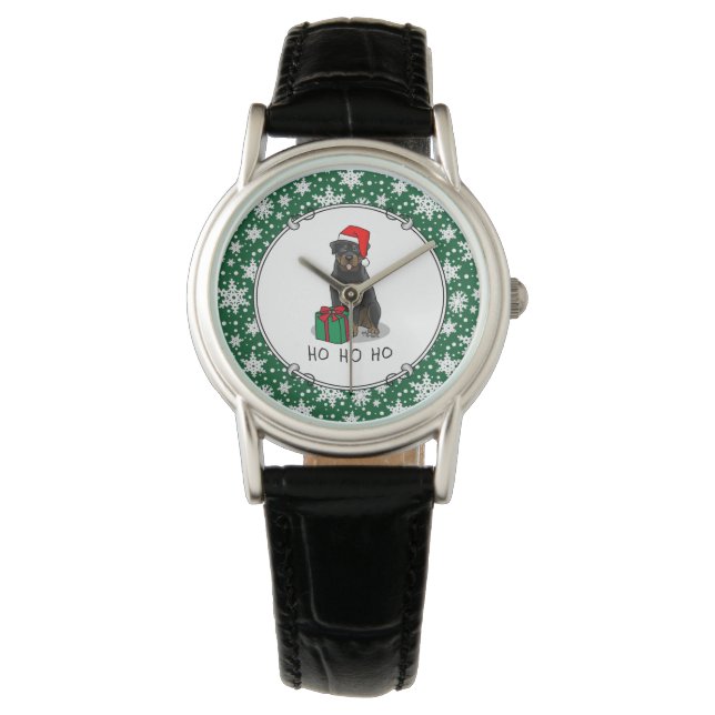 Christmas Santa Claus Hat Rottweiler Dog Funny Watch (Front)