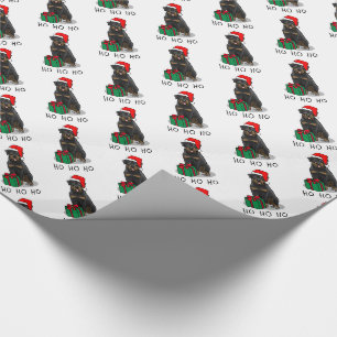 Christmas Santa Claus Hat Rottweiler Dog Funny Wrapping Paper