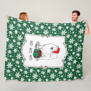 Christmas Santa Claus Hat Samoyed Dog Cute Fleece Blanket