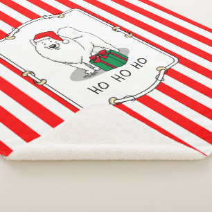 Christmas Santa Claus Hat Samoyed Dog Cute Sherpa Blanket