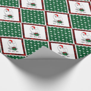 Christmas Santa Claus Hat Samoyed Dog Cute Wrapping Paper