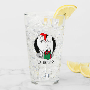 Christmas Santa Claus Hat Samoyed Dog Funny Glass